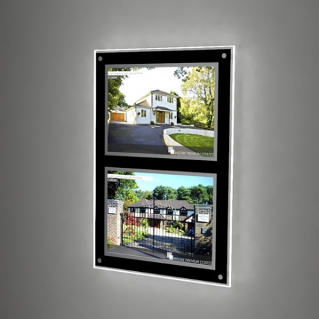 2 x A3 Landscape Framed Wall Mounted LED Light Pocket Kit